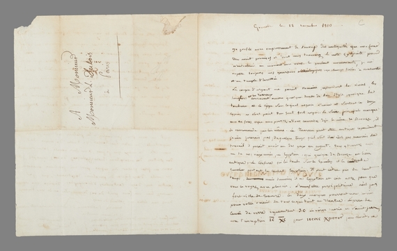 Lettre autographe de J.-F. Champollion à Mr L.J.J. Dubois, 22 novembre 1810
