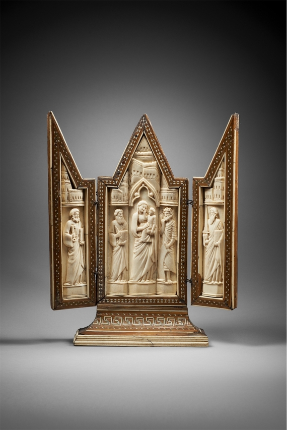 Triptyque portatif : Vierge à l'Enfant et saints