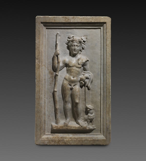 Face d'autel représentant Bacchus debout avec sa panthère