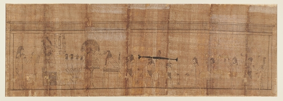 Papyrus funéraire avec vignette du Livre des Morts : Psychostasie