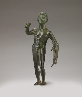 Statuette d'Héraclès / Herclè portant la léontè sur le bras