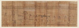 Papyrus funéraire avec vignette du Livre des Morts : Psychostasie